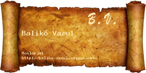 Balikó Vazul névjegykártya